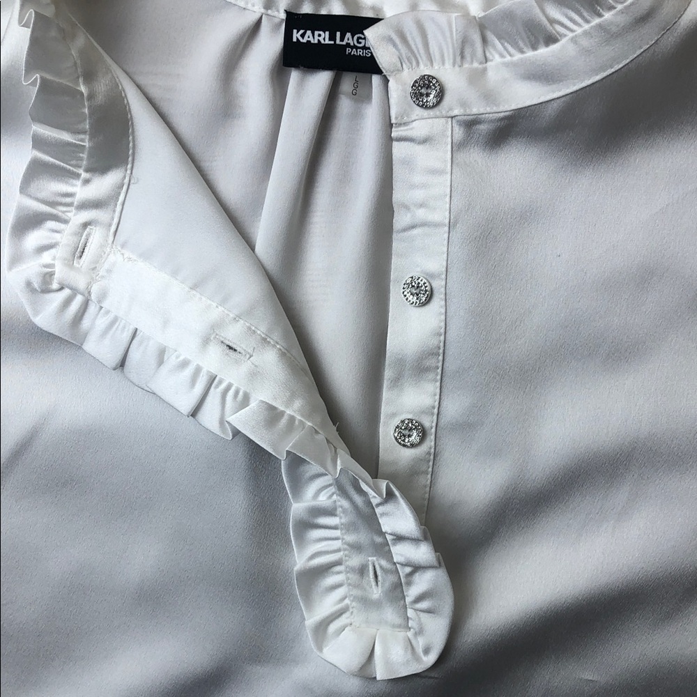 Karl Lagerfeld Ivory Ruffle Detail Blouse 🧡 - Picture 4 of 6